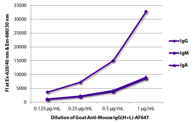 Abbildung: Ziege IgG anti-Maus IgG (H+L)-Alexa Fluor 647, MinX keine