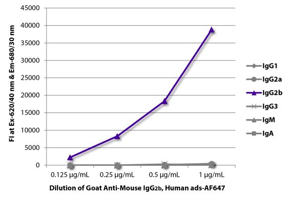 Image: Goat IgG anti-Mouse IgG2b (Fc)-Alexa Fluor 647, MinX Hu