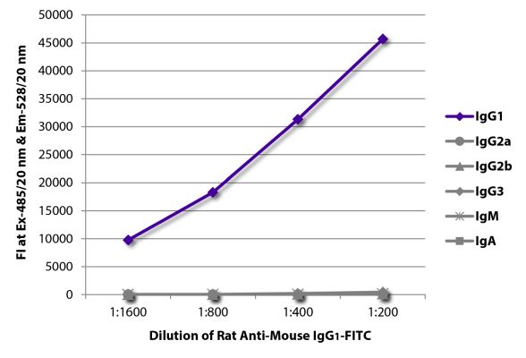 Abbildung: Ratte IgG anti-Maus IgG1 (Fc)-FITC, MinX keine