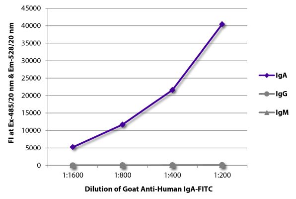 Abbildung: Ziege IgG anti-Human IgA-FITC, MinX keine