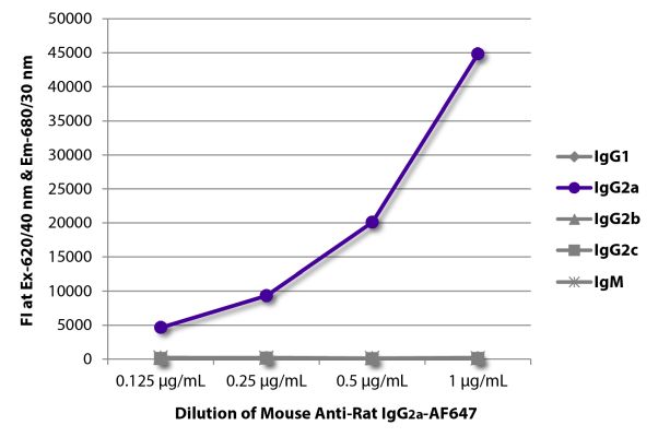Image: Mouse IgG anti-Rat IgG2a (Fc)-Alexa Fluor 647, MinX none