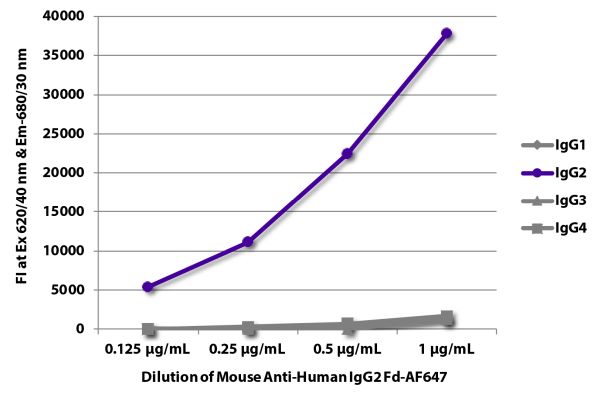 Abbildung: Maus IgG anti-Human IgG2 (Fd)-Alexa Fluor 647, MinX keine