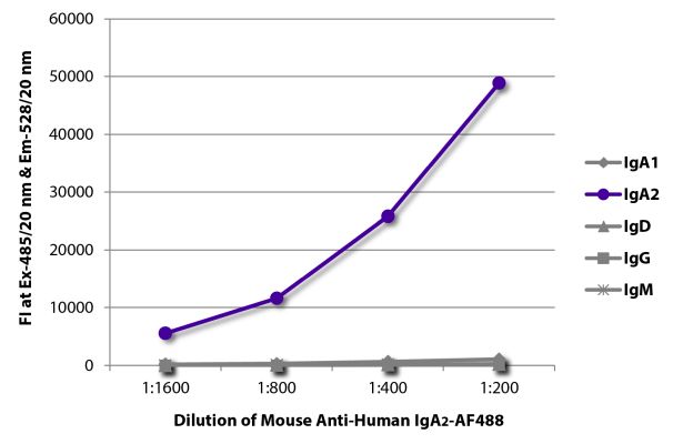 Abbildung: Maus IgG anti-Human IgA2-Alexa Fluor 488, MinX keine